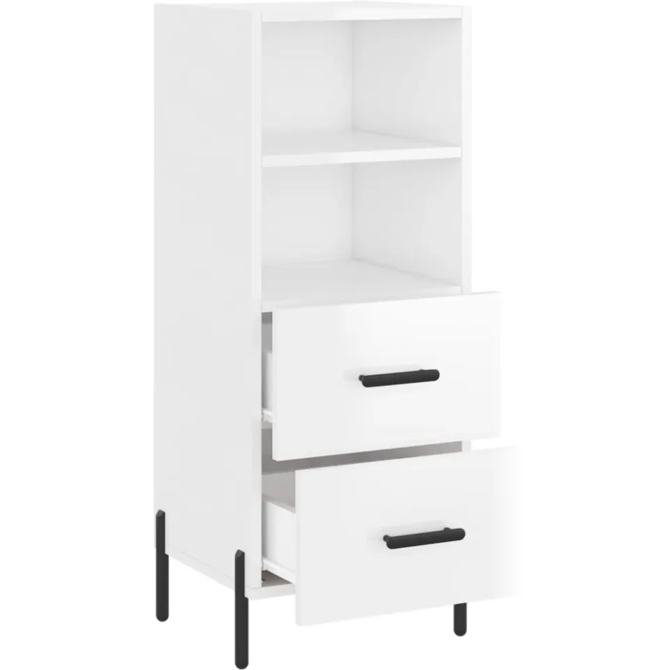 vidaXL Dressoir 34,5x34x90 cm bewerkt hout hoogglans wit