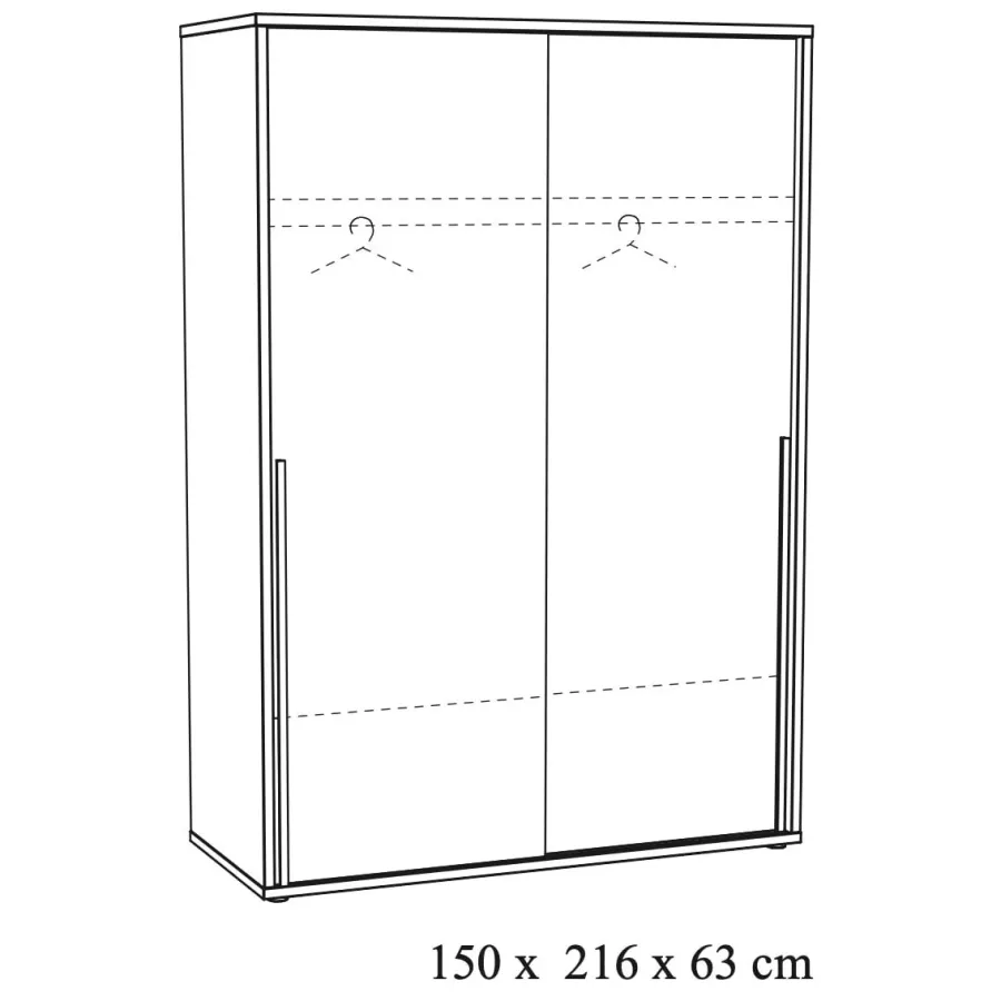 2-deurs schuifdeurkast Edison 150 cm bruin, foto 3