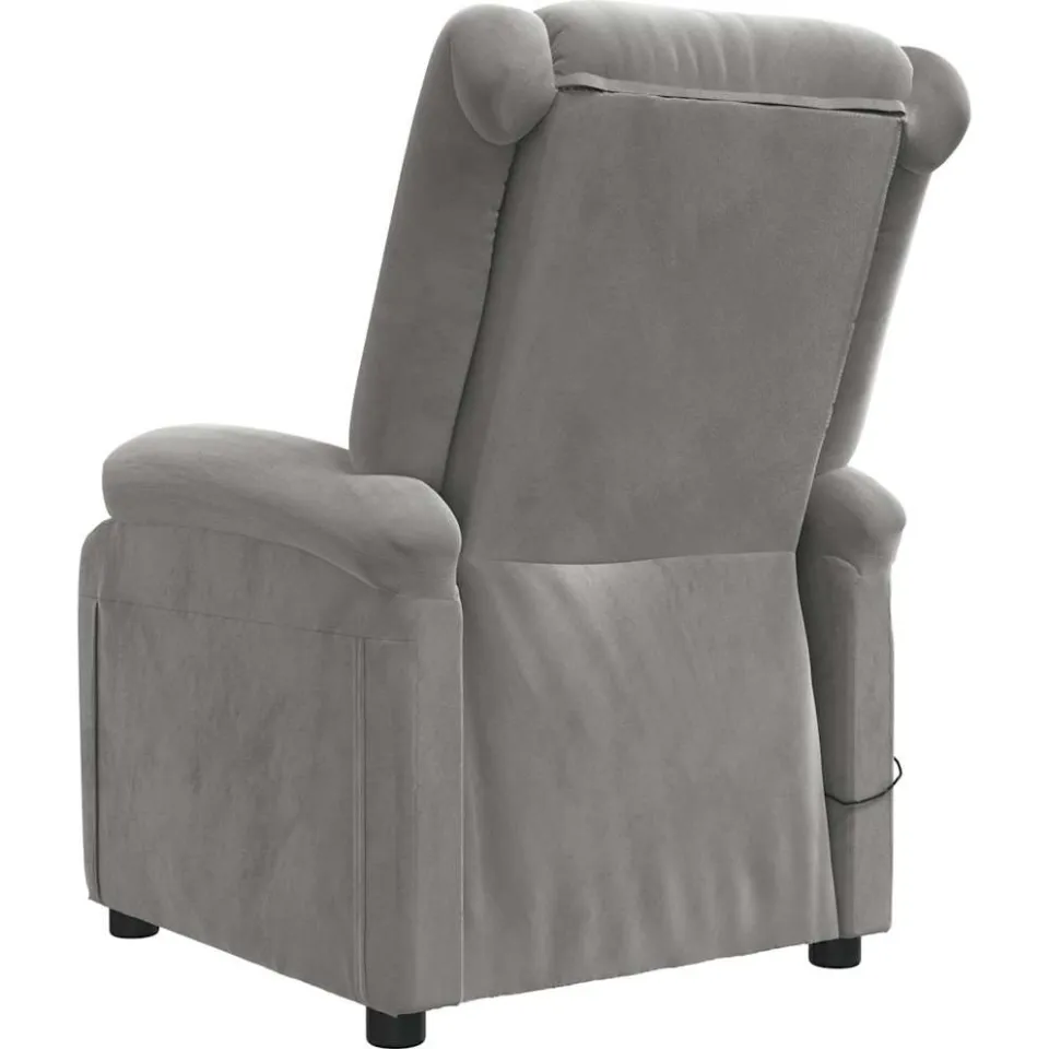 vidaXL Massagestoel fluweel lichtgrijs grijs, foto 4