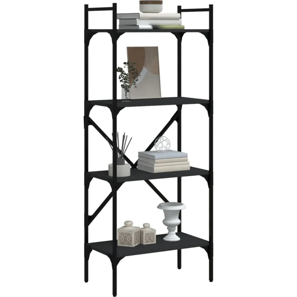vidaXL Boekenkast 4-laags 56x31,5x138,5 cm bewerkt hout zwart
