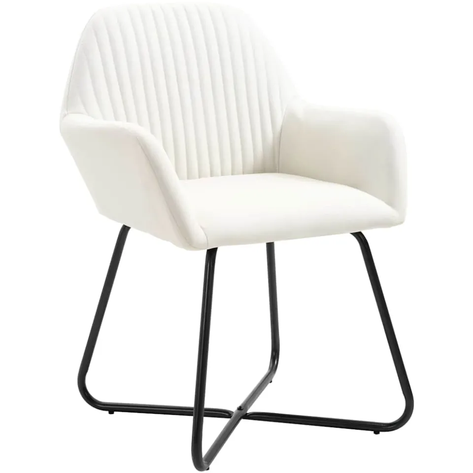 vidaXL Eetkamerstoelen 2 st stof crèmekleurig, foto 2