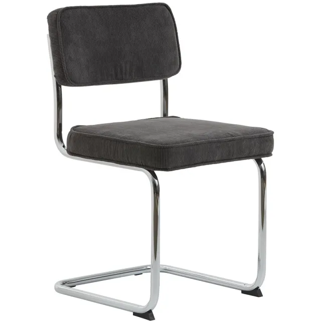 Meubelplaats Eetkamerstoel Rupert ribstof - Grijs - eetkamerstoelen set van 4