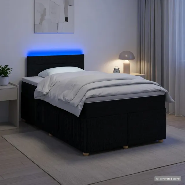 vidaXL Boxspringbed met matras met hoofdeinde Zwart 120 x 190 cm Stof