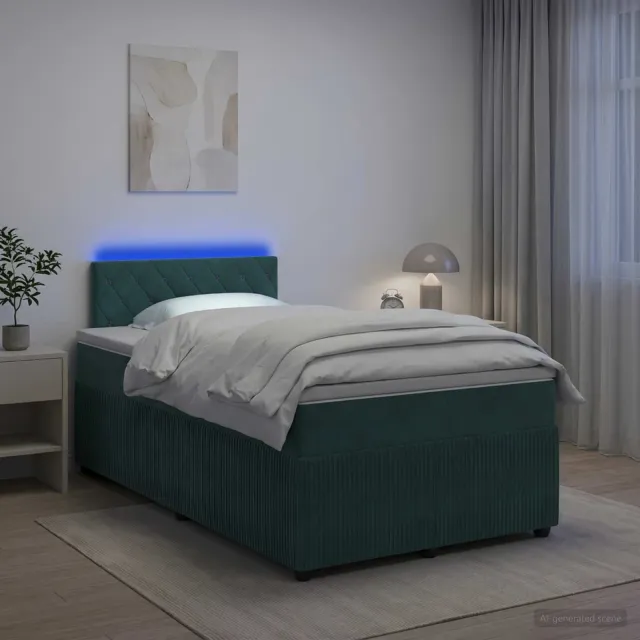 vidaXL Boxspringbed met matras Donkergroen 120 x 200 cm Fluweel