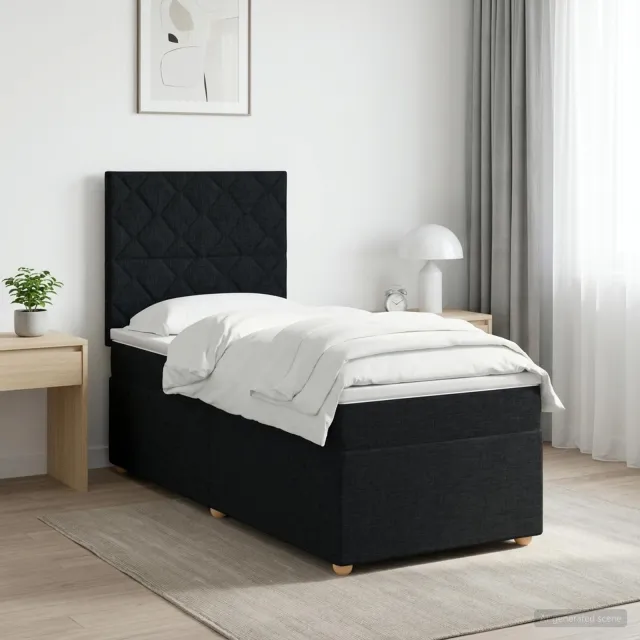 vidaXL Boxspringbed met matras met hoofdeinde Zwart 100 x 200 cm Stof