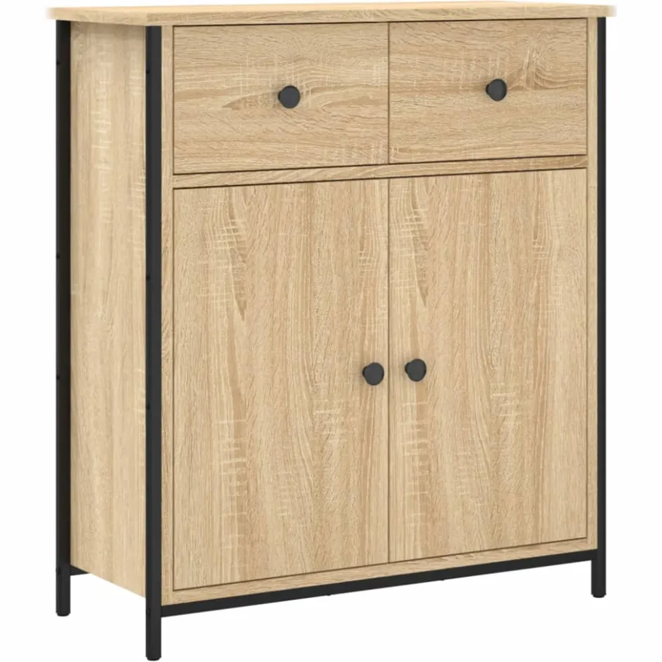 vidaXL Dressoir 70x30x80 cm bewerkt hout sonoma eikenkleurig, foto 3