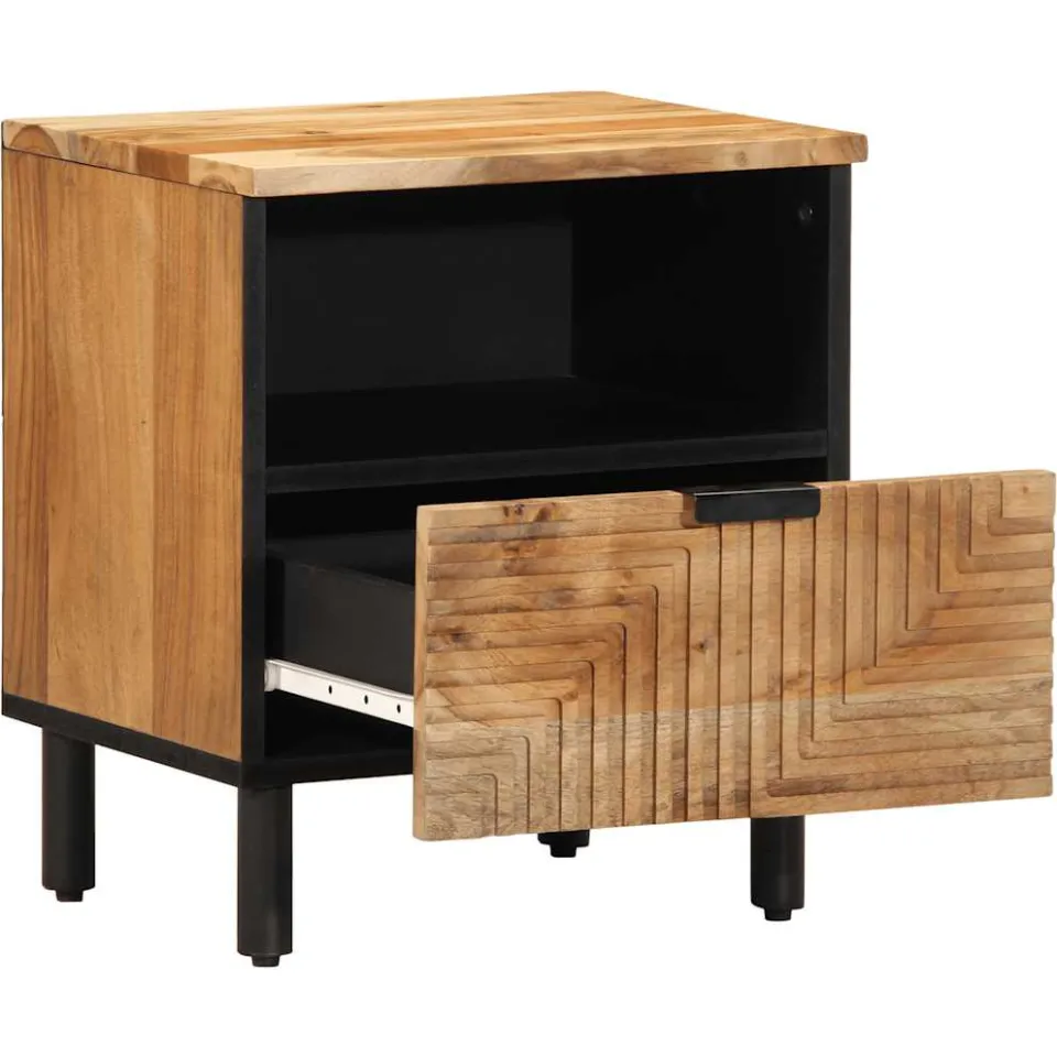 vidaXL Nachtkastje 40x33x46 cm Massief hout Acacia bruin, foto 2