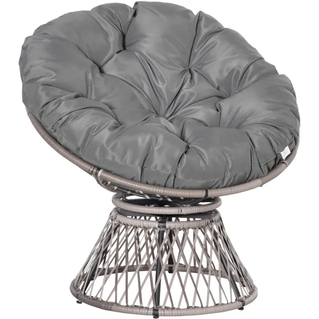 Sunona Papasanstoel - Draaibaar - Met kussen - 87 x 97 x 86 cm - Grijs