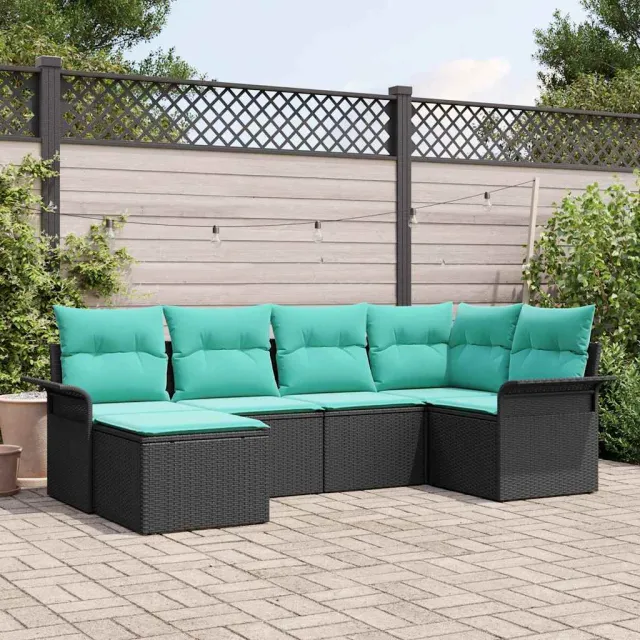 vidaXL Tuin Sofa Set 6 st Zwart poly rattan, foto 2