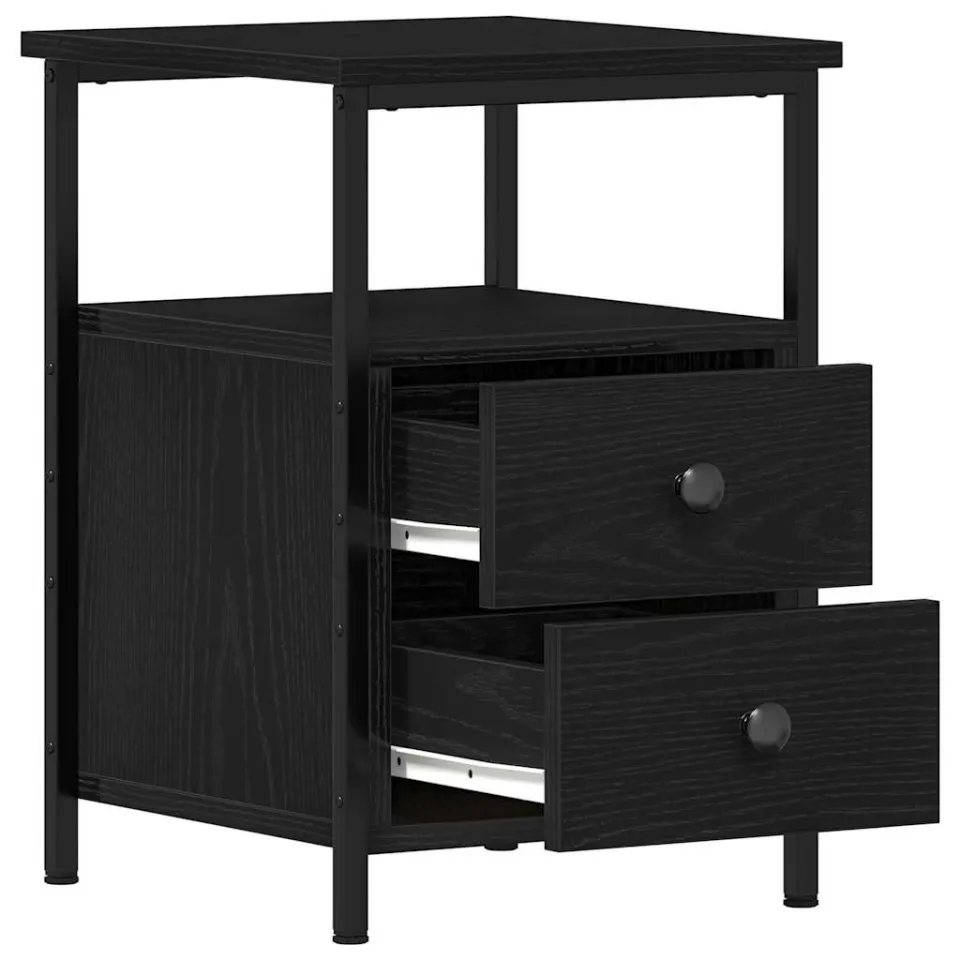 vidaXL Nachtkastjes 2 st 34x35,5x50 cm bewerkt hout zwart eikenkleurig, foto 4