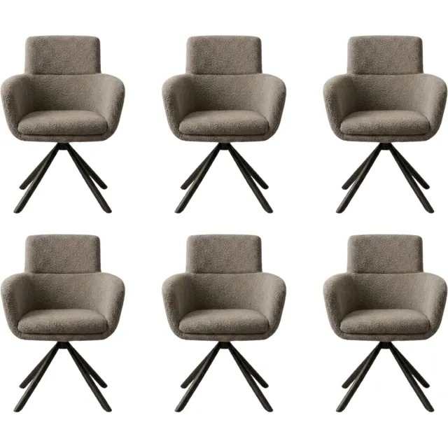 Fino Modo Eetkamerstoel - Vero Noce - Teddy Stof - Antracietgrijs – Set van 2 - Set van 4 - Set van 6 | Eetkamerstoel met Rugleuning | Zwart Metalen Frame | Woonkamer Stoel
