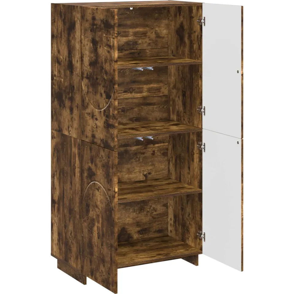 vidaXL Hoge kast Gerookt eiken 79 x 41 x 151 cm Bewerkt hout Bruin