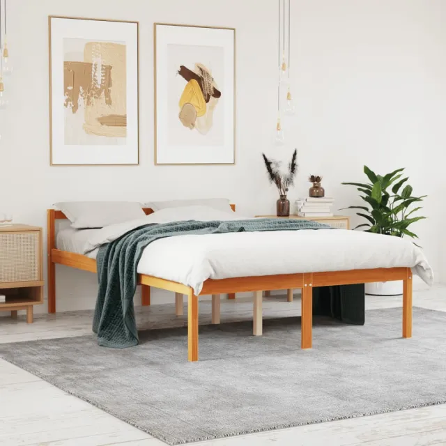 vidaXL Seniorenbed massief grenenhout wasbruin 120x190 cm