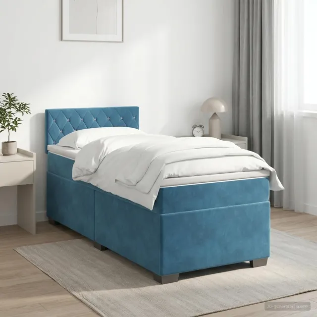 vidaXL Boxspringbed met matras Donkerblauw 90 x 200 cm Fluweel
