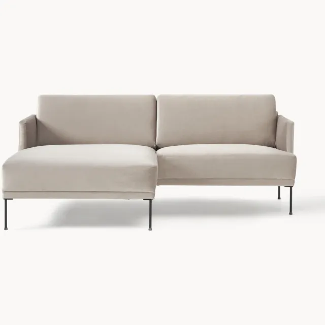 Westwing Collection Kleine fluwelen hoekbank Fluente taupe
