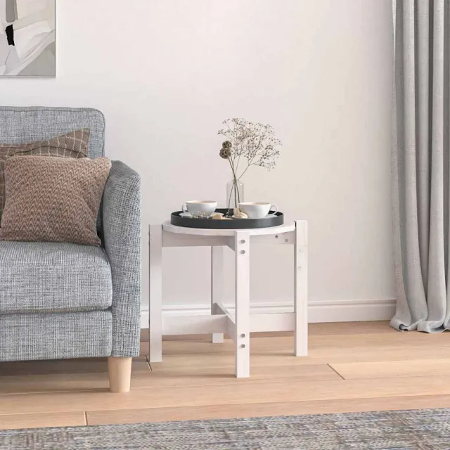 vidaXL Salontafel Ø 52,5x45 cm massief grenenhout wit, foto 2