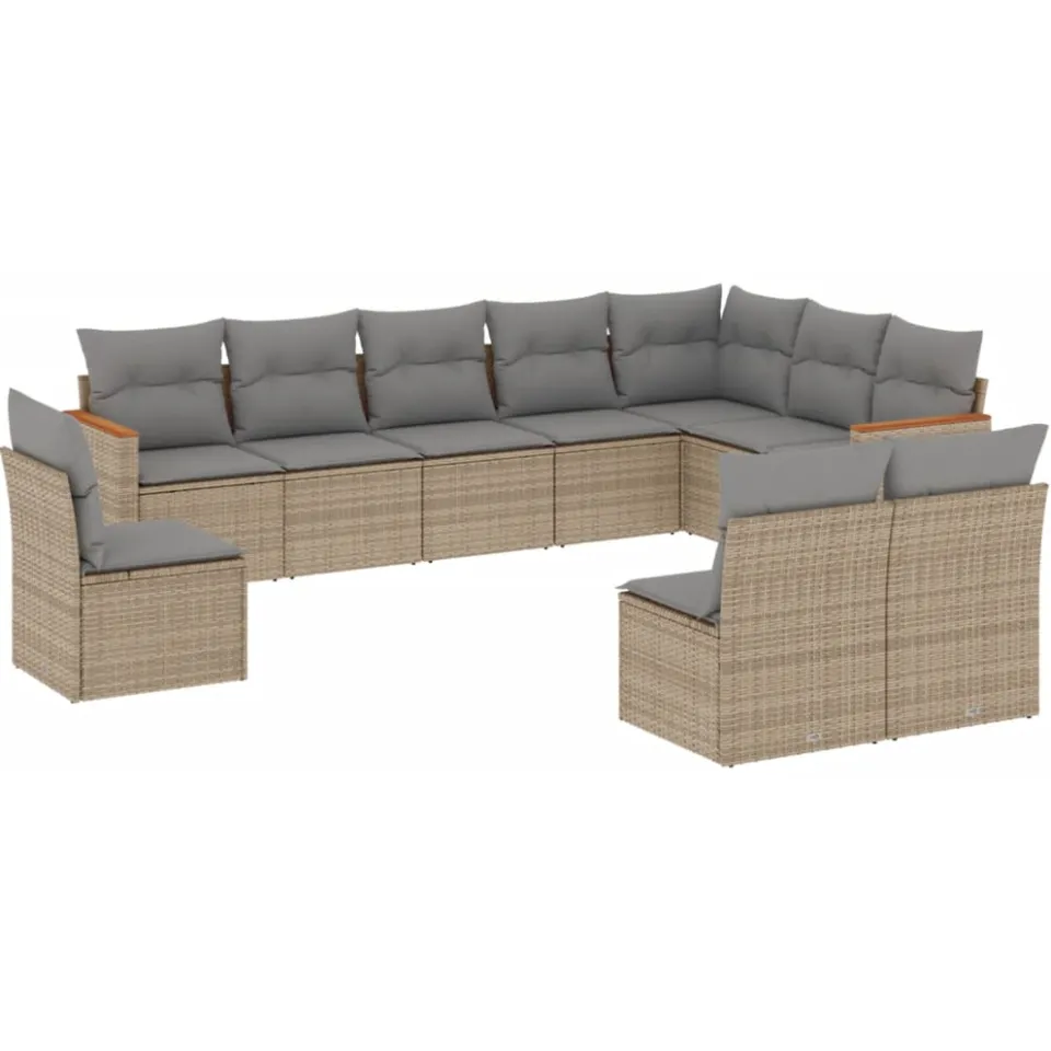 vidaXL Patio Sofa Set 10-zits Beige and Grey, foto 3