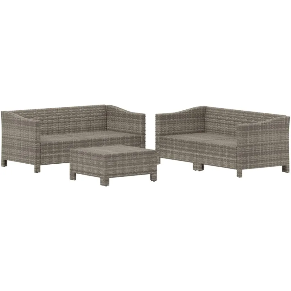 vidaXL 5-delige Loungeset met kussens poly rattan grijs, foto 3