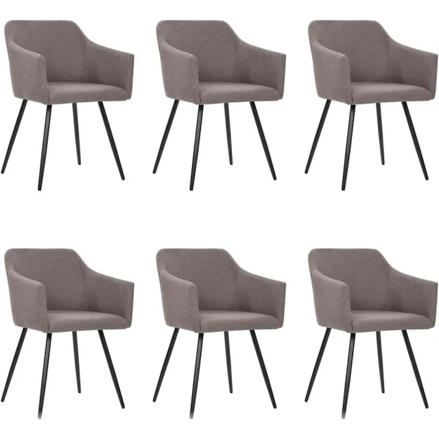 vidaXL Eetkamerstoelen 6 st stof taupe