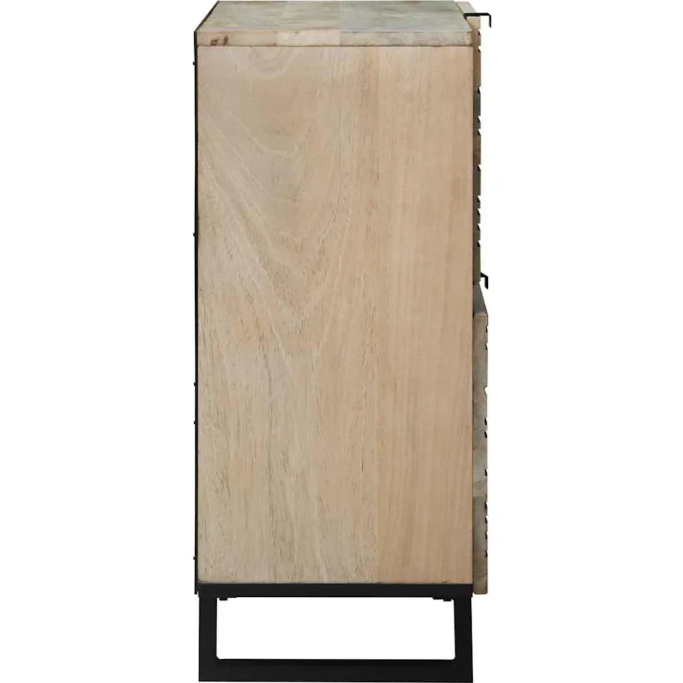 vidaXL Dressoir Wit 80 x 33 x 75 cm massief mangohout, foto 4
