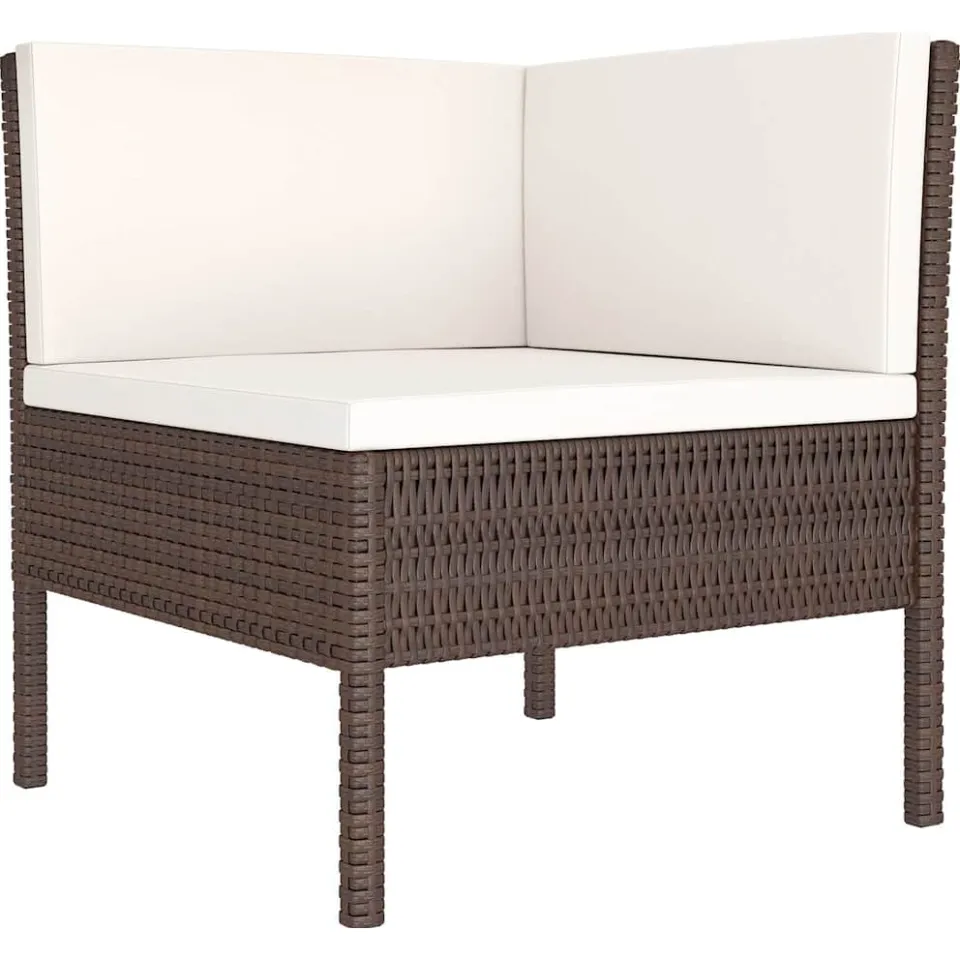 vidaXL 5-delige Loungeset met kussens poly rattan bruin