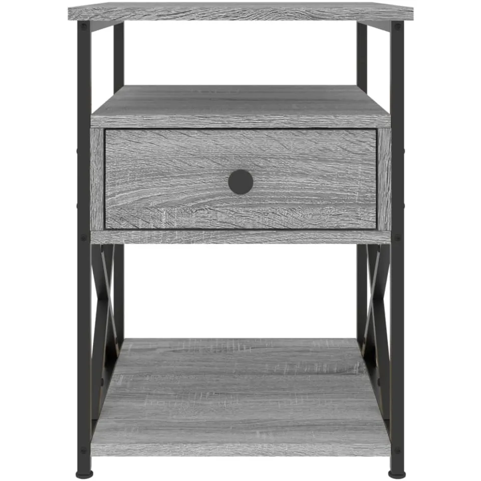 vidaXL Nachtkastjes 2 st 40x42x55 cm bewerkt hout grijs sonoma eiken, foto 4