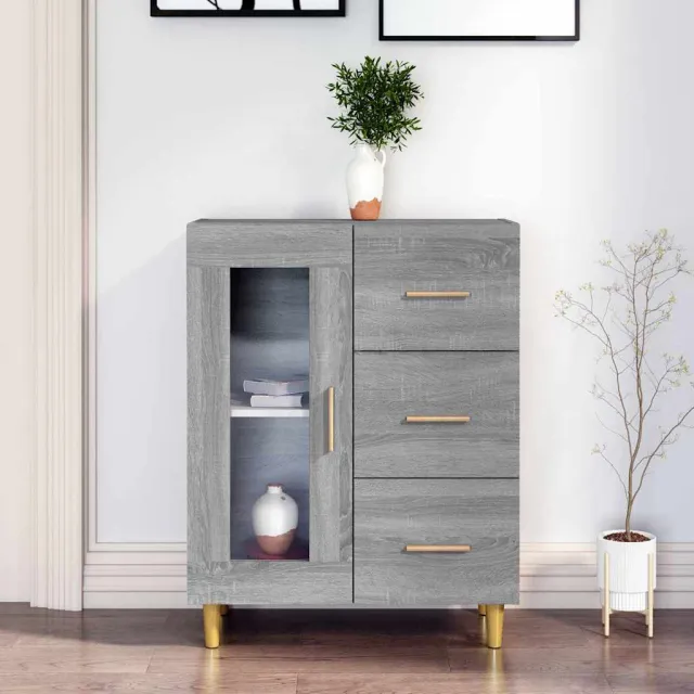 vidaXL Dressoir 69,5x34x90 cm bewerkt hout grijs sonoma eikenkleurig, foto 2