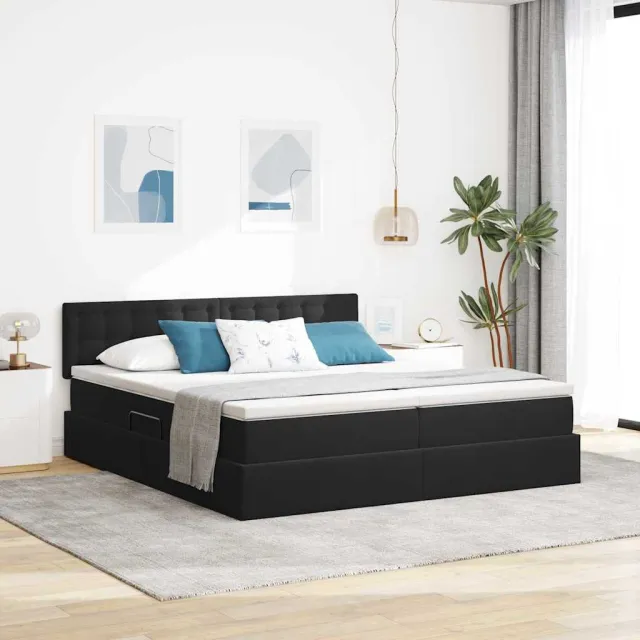 vidaXL Opslag bed 2 st Zwart 200 x 200 cm Velvet