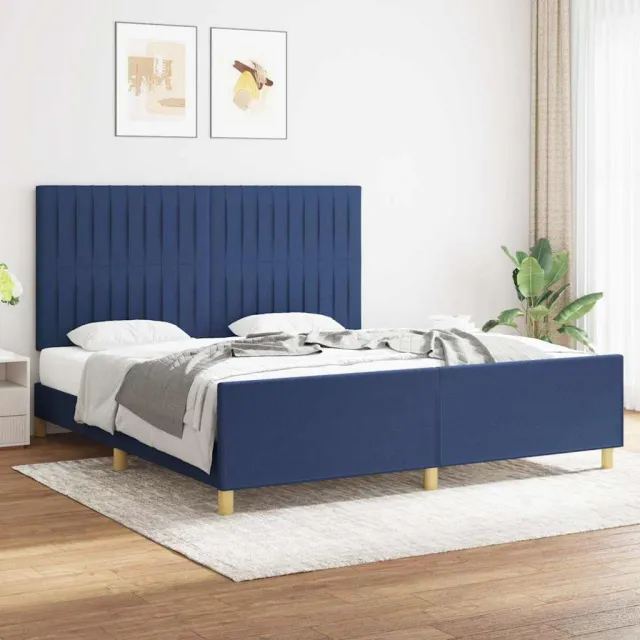 vidaXL Bedframe zonder matras stof blauw 180x200 cm