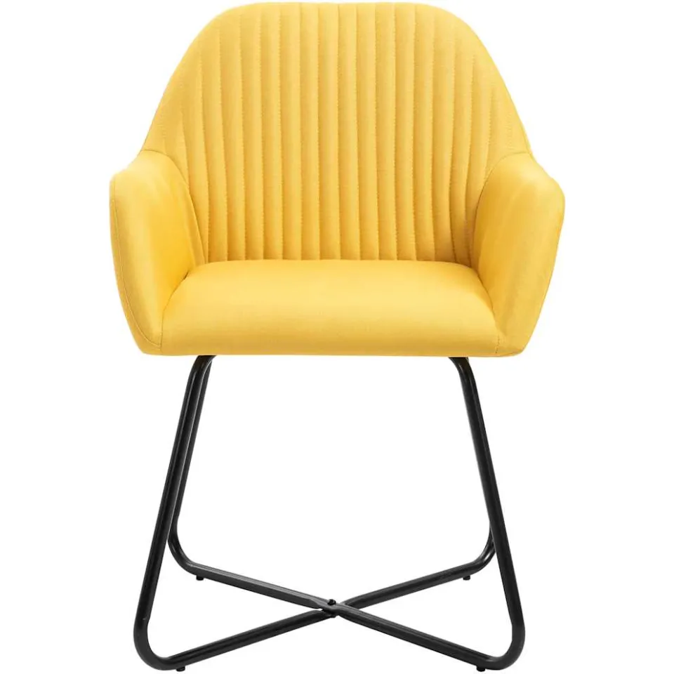 vidaXL Eetkamerstoelen 4 st stof geel, foto 3