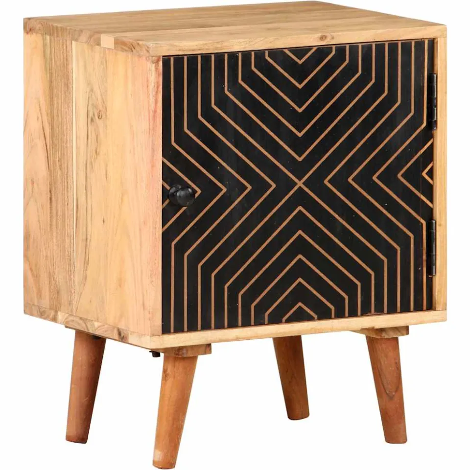 vidaXL Nachtkastje 40x30x50 cm massief acaciahout beige, foto 3