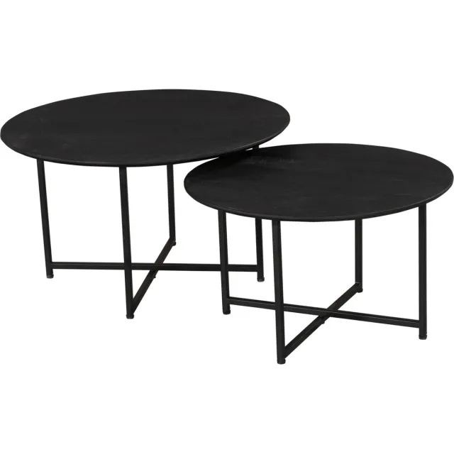 Starfurn Salontafel set Arlington Zwart Mangohout 70 cm set van 2