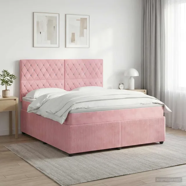 vidaXL Boxspringbed met matras Roze 160 x 200 cm Fluweel