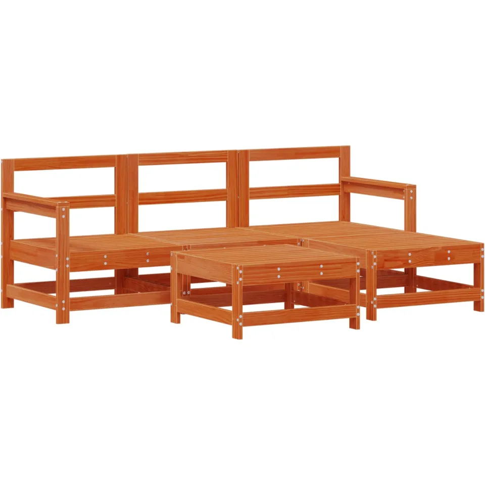 vidaXL Tuin loungeset 5 st Wax Bruin Den Massief grenenhout