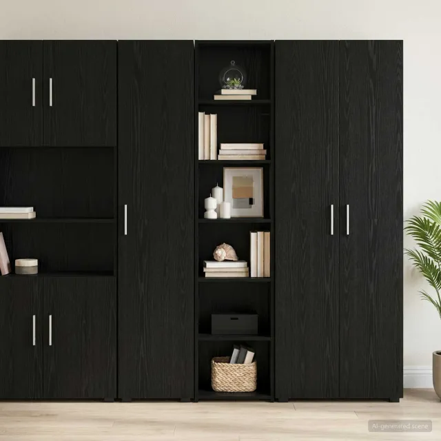 vidaXL Dressoir Zwart eiken 40 x 41 x 185 cm Bewerkt hout