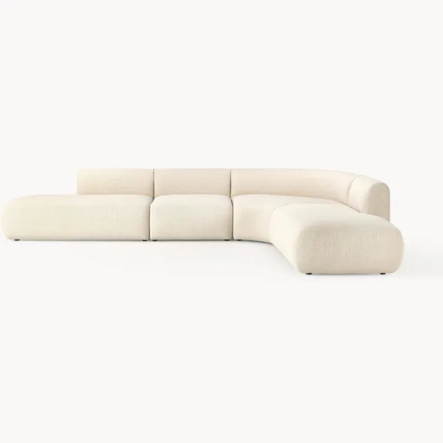 Westwing Collection XL modulaire hoekbank Sofia van bouclé wit