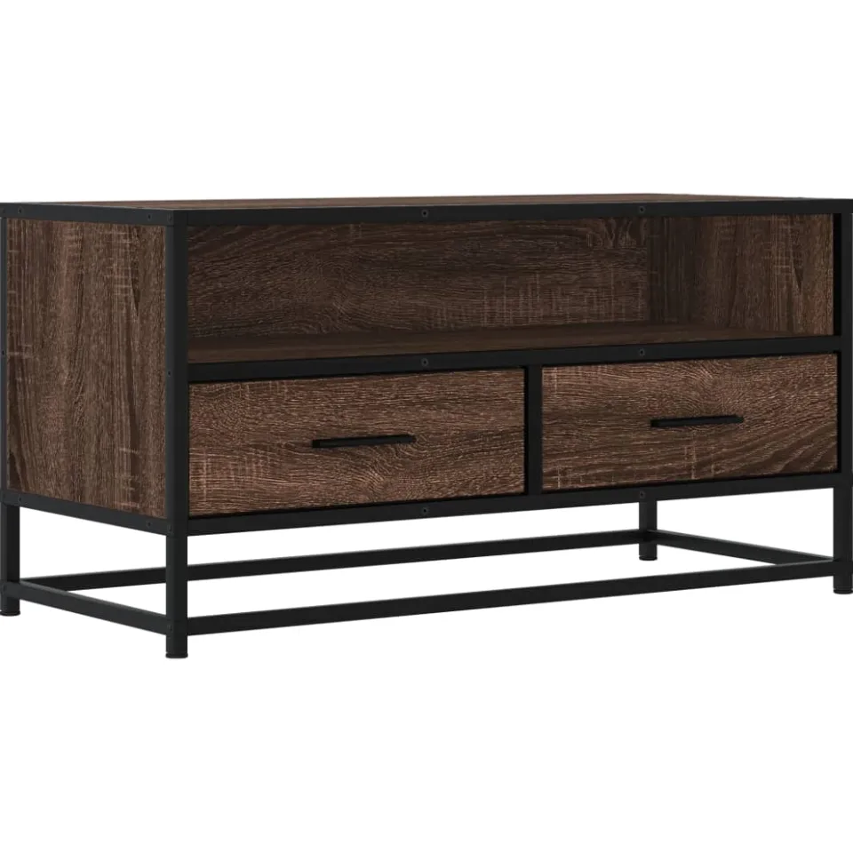 vidaXL Tv-meubel 80x34,5x40 cm bewerkt hout metaal bruin eikenkleur, foto 3