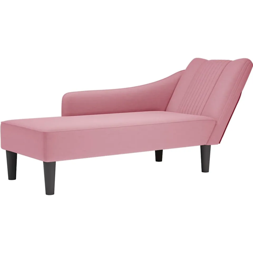 vidaXL Chaise longue met rechterarmleuning fluweel roze, foto 4