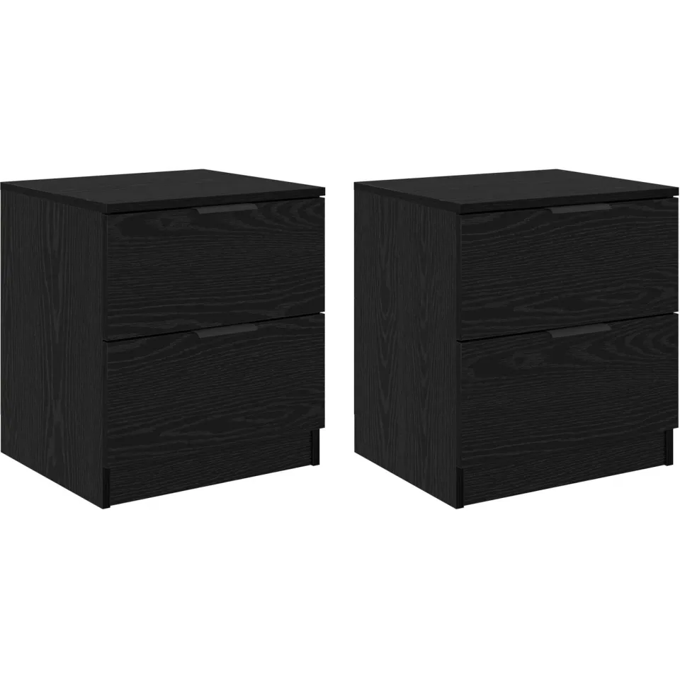 vidaXL Nachtkastje 2 st Zwart Eiken 45 x 39 x 50cm Bewerkt hout, foto 3
