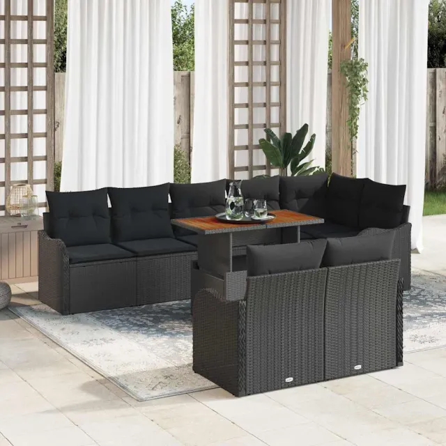 vidaXL Tuin Sofa Set 9 st Zwart Poly riet, foto 2