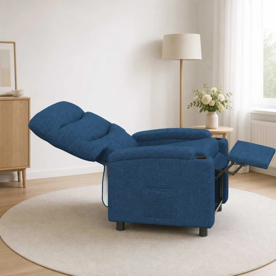 vidaXL Ligstoel Blauw 75 x 93 x 102 cm Stof, foto 3