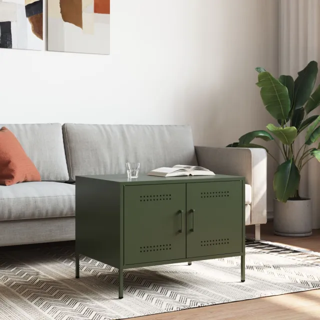 vidaXL Salontafel 68x50x50,5 cm staal olijfgroen, foto 2