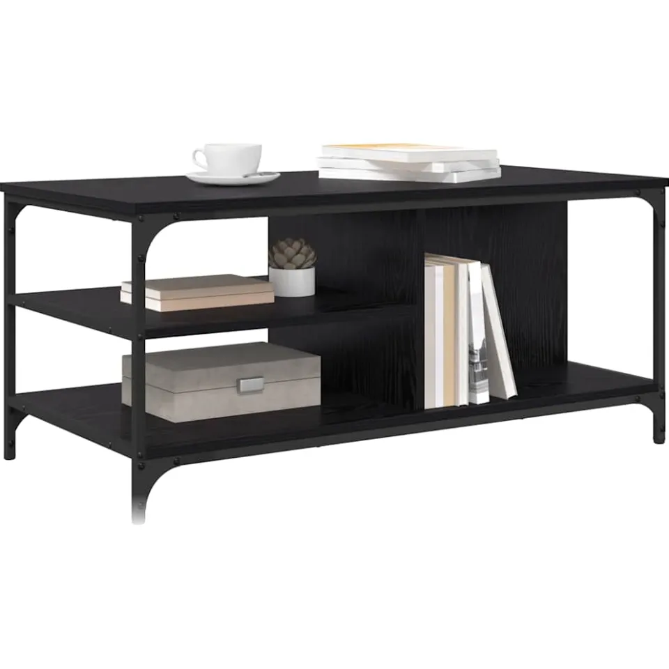 vidaXL Salontafel Zwart Eiken 100 x 50 x 45 cm Bewerkt hout
