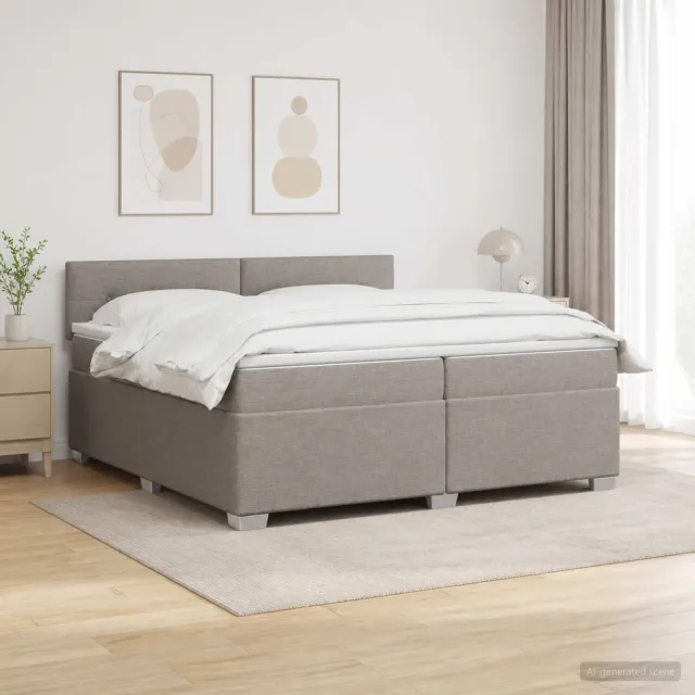 vidaXL Boxspring Bed met Matras en LED Taupe 200 x 200 cm Stof