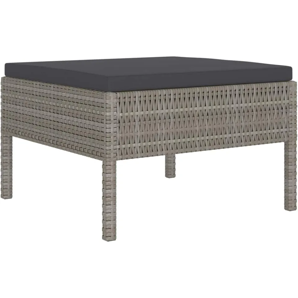 vidaXL 4-delige Loungeset met kussens poly rattan grijs, foto 4