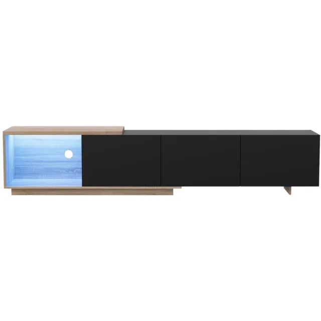 Happiq TV Meubel - Modern Dressoir met LED Verlichting, Lades, Opbergruimte Zwart