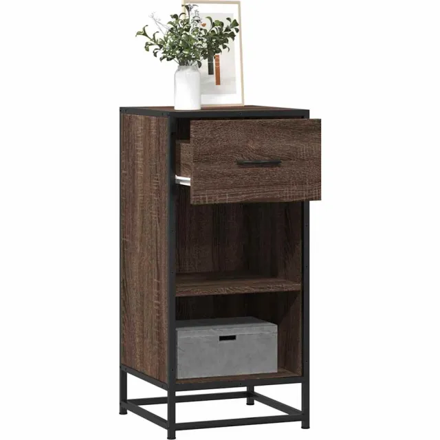 vidaXL Dressoir 35,5x35x76 cm bewerkt hout en metaal bruin eikenkleur