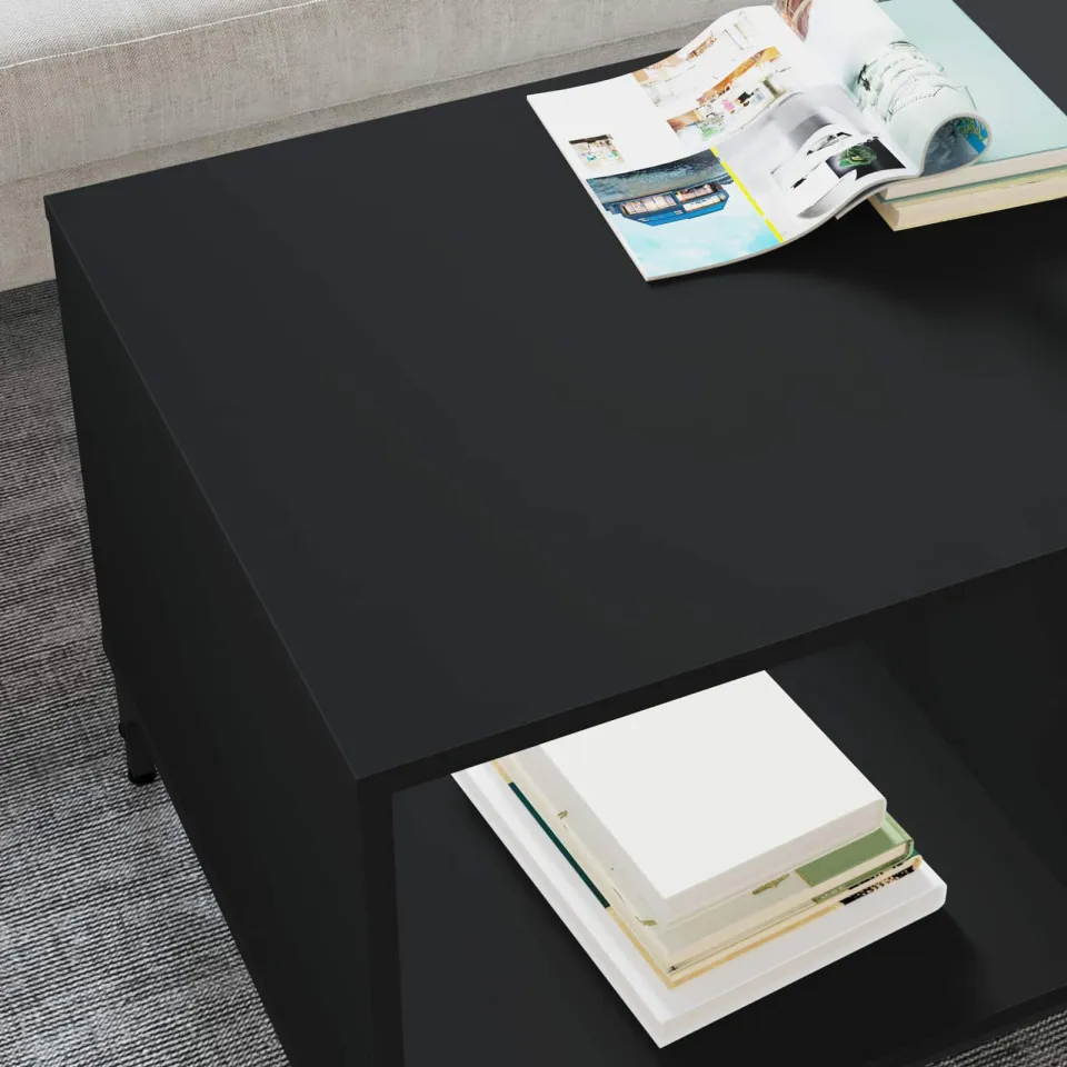 vidaXL Salontafel Zwart Eiken 90 x 49 x 46 cm Bewerkt hout, foto 4