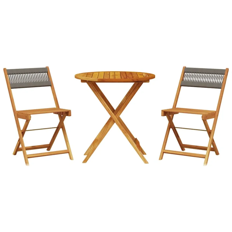 vidaXL 3-delige Bistroset polypropeen en massief hout grijs, foto 4