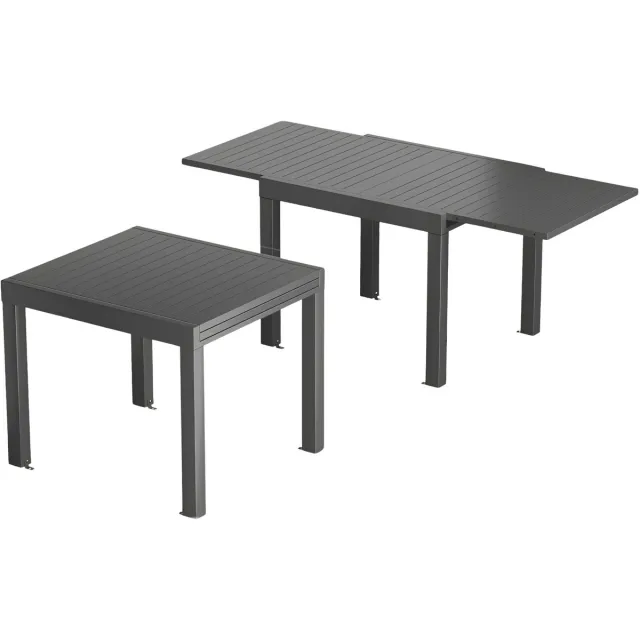 Happiq Multifunctionele Uitschuifbare Aluminium Tuintafel 160 × 80 cm – Weerbestendige Eettafel voor Tuin, Terras en Feesten – Zwart